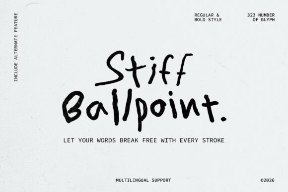 Stiff Ballpoint Font: A Messy Handwritten Typeface for Bold Branding
